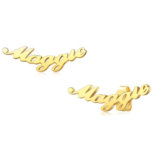 MMXX Namensohrringe Personalisierte Benutzerdefinierte Ohrringe für Frauen Benutzerdefinierte Namensohrringe Namensohrstecker Personalisierter Benutzerdefinierter Schmuck (A2: Gold) von MMXX