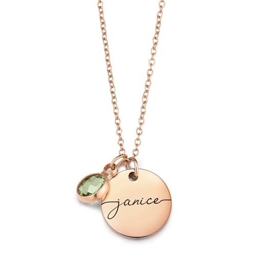 MMXX Namenskette mit Geburtsstein Personalisierte Benutzerdefinierte Namenskette für Frauen Personalisierte Geschenke mit 1–6 Geburtssteinen für Muttertag/Jahrestag/Geburtstag (Roségold Farbe) von MMXX