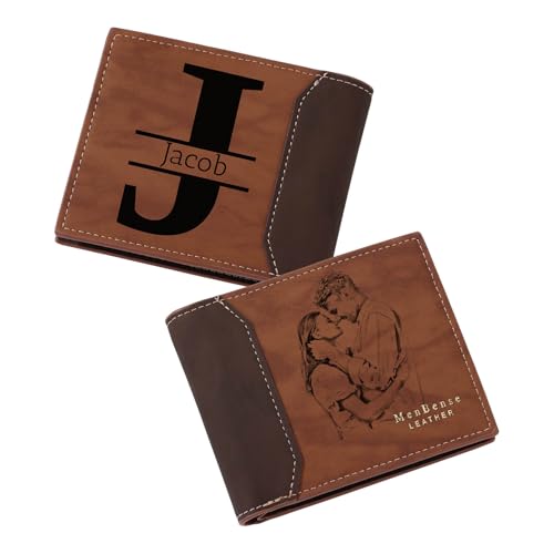 MMXX Personalisierte Herren Geldbörse Leder Gravieren von Bildern Texten Portmonee Herren mit Vielen Kartenfächern Münzfach Geschenk für Papa Opa Ehemann Freund -A2 von MMXX