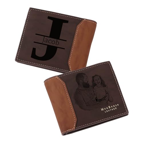 MMXX Personalisierte Herren Geldbörse Leder Gravieren von Bildern Texten Portmonee Herren mit Vielen Kartenfächern Münzfach Geschenk für Papa Opa Ehemann Freund -A3 von MMXX