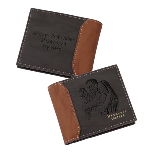 MMXX Personalisierte Herren Geldbörse Leder Gravieren von Bildern Texten Portmonee Herren mit Vielen Kartenfächern Münzfach Geschenk für Papa Opa Ehemann Freund -B1 von MMXX