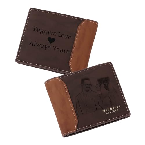 MMXX Personalisierte Herren Geldbörse Leder Gravieren von Bildern Texten Portmonee Herren mit Vielen Kartenfächern Münzfach Geschenk für Papa Opa Ehemann Freund -B3 von MMXX