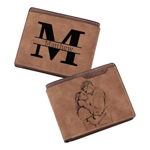 MMXX Personalisierte Herren Geldbörse Leder Gravieren von Bildern Texten Portmonee Herren mit Vielen Kartenfächern Münzfach Geschenk für Papa Opa Ehemann Freund -C1 von MMXX