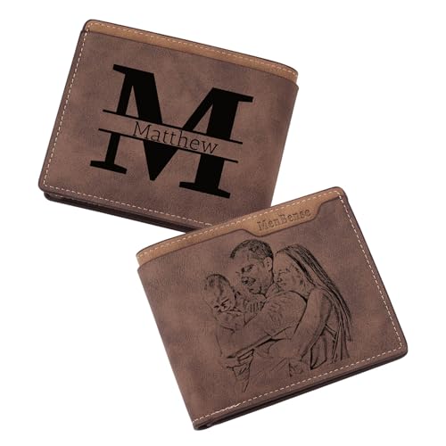 MMXX Personalisierte Herren Geldbörse Leder Gravieren von Bildern Texten Portmonee Herren mit Vielen Kartenfächern Münzfach Geschenk für Papa Opa Ehemann Freund -C2 von MMXX
