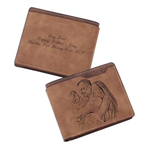 MMXX Personalisierte Herren Geldbörse Leder Gravieren von Bildern Texten Portmonee Herren mit Vielen Kartenfächern Münzfach Geschenk für Papa Opa Ehemann Freund -D1 von MMXX