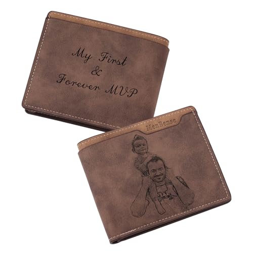 MMXX Personalisierte Herren Geldbörse Leder Gravieren von Bildern Texten Portmonee Herren mit Vielen Kartenfächern Münzfach Geschenk für Papa Opa Ehemann Freund -D2 von MMXX