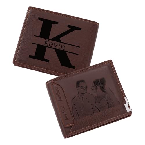 MMXX Personalisierte Herren Geldbörse Leder Gravieren von Bildern Texten Portmonee Herren mit Vielen Kartenfächern Münzfach Geschenk für Papa Opa Ehemann Freund -E1 von MMXX
