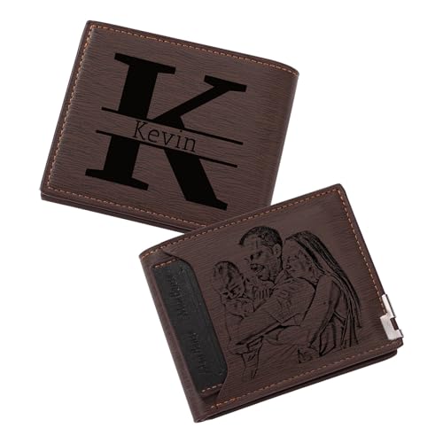 MMXX Personalisierte Herren Geldbörse Leder Gravieren von Bildern Texten Portmonee Herren mit Vielen Kartenfächern Münzfach Geschenk für Papa Opa Ehemann Freund -E2 von MMXX