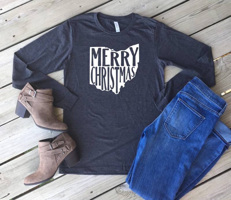 Frohe Weihnachten Zustand Langarm Shirt/Benutzerdefinierte Unisex Sizing Urlaub von MMZdesign