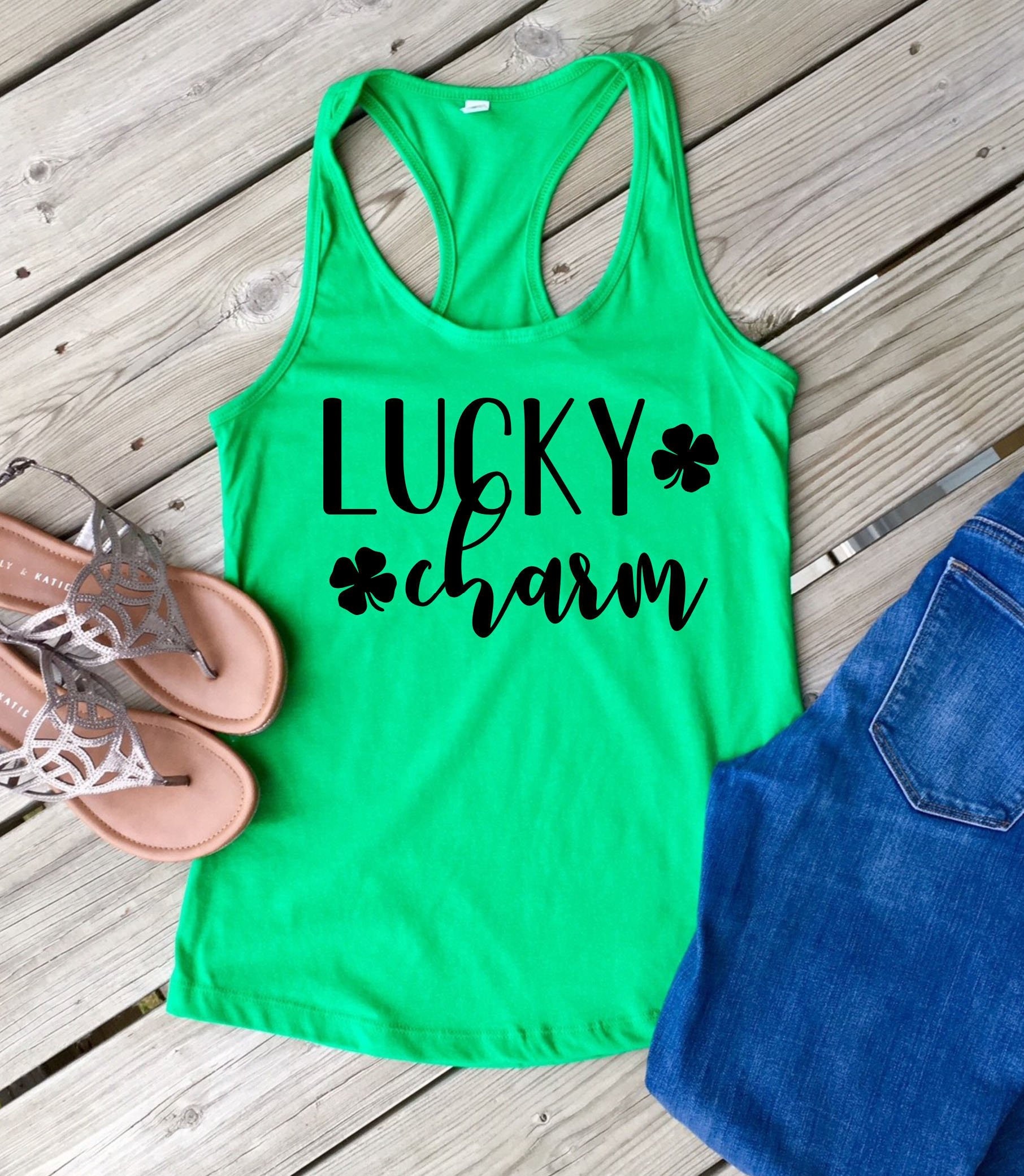 Lucky Charm Next Level Racerback Tank Top/Womens St. Patricks Day Green Lucky Charm Next Level Racerback Tank Top/Womens St. Patricks Day Green von MMZdesign