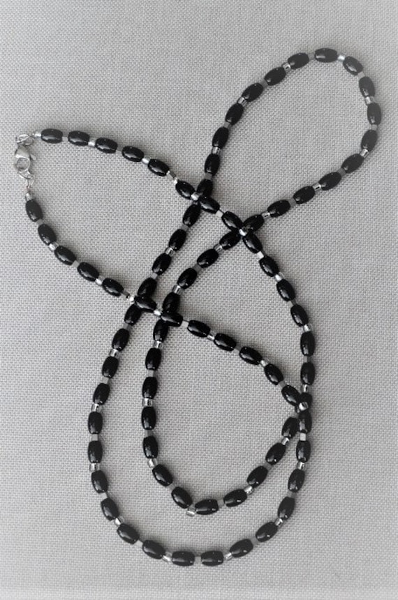 Herren Onyx Hämatit Halskette Silber Damen Fassform Perlen Würfel Glasperle Lange Männer Frauen Kanada Herren Onyx Hämatit Halskette Silber Damen Fassform Perlen Würfel Glasperle Lange Männer Frauen Kanada von MMbijou