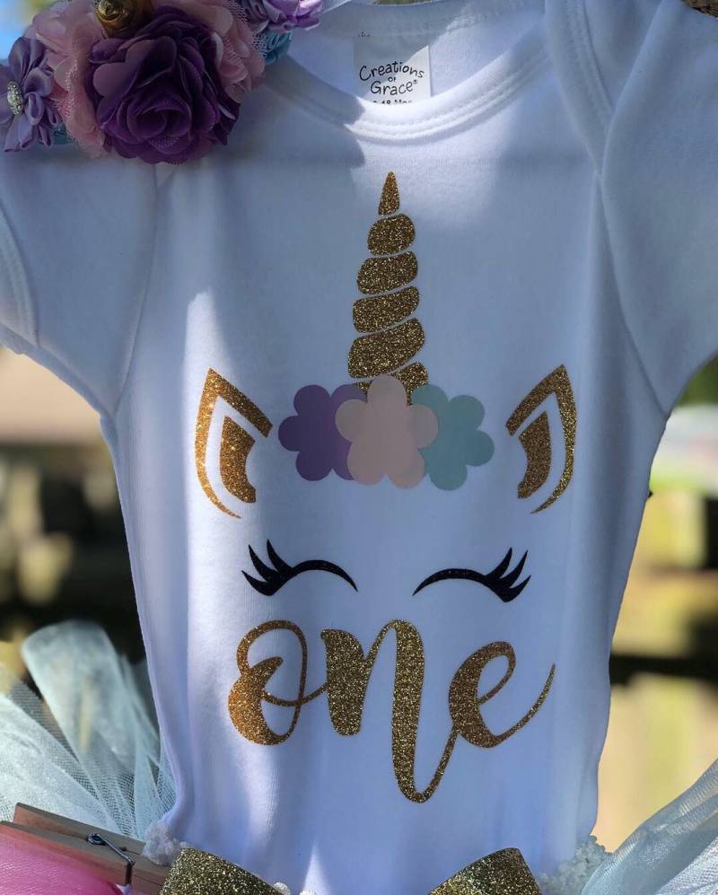 Einhorn Ersten Geburtstag Tutu Outfit von MMtutucreations