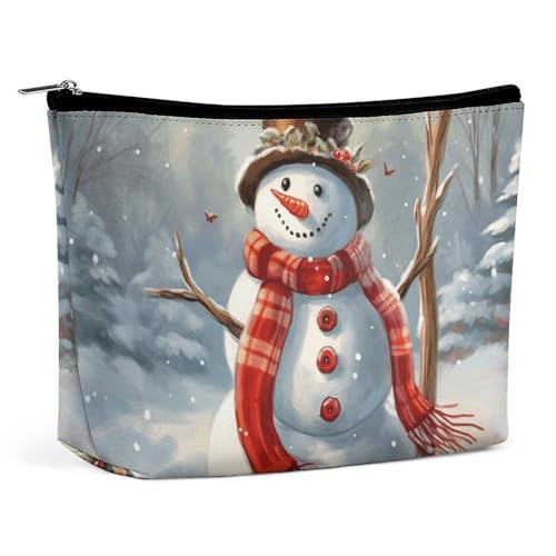 MNBVKL Kosmetiktasche, Motiv: Schneemann mit Weihnachtsdruck, Geldbörse, Kosmetiktasche, niedliche Kosmetiktasche, Hand-Kosmetiktasche, Schneemann, Weihnachten, Einheitsgröße, Schneemann Weihnachten, von MNBVKL