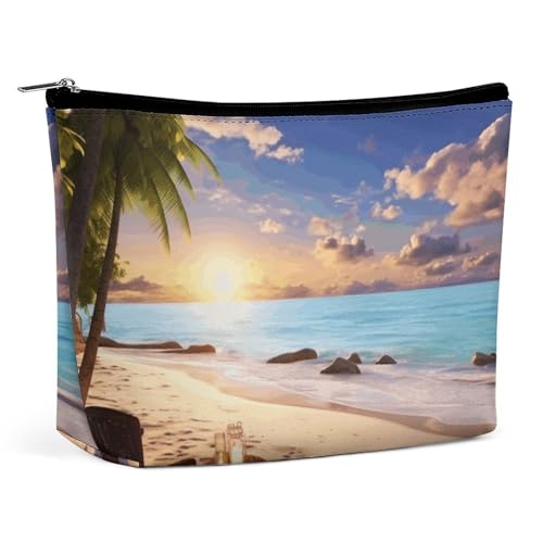 MNBVKL Kosmetiktasche, romantische Strand-bedruckte Kosmetiktasche, Geldbörse, Kosmetiktasche, niedliche Kosmetiktasche, Hand-Kosmetiktasche, romantischer Strand, Einheitsgröße, Romantischer Strand, von MNBVKL
