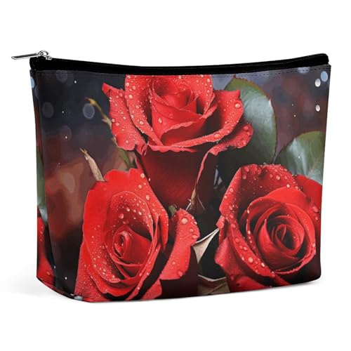 MNBVKL Kosmetiktasche, romantische rote Rosen, bedruckte Kosmetiktasche, Geldbörse, Kosmetiktasche, niedliche Kosmetiktasche, Hand-Kosmetiktasche, romantische rote Rosen, Einheitsgröße, Romantische MNBVKL Kosmetiktasche, romantische rote Rosen, bedruckte Kosmetiktasche, Geldbörse, Kosmetiktasche, niedliche Kosmetiktasche, Hand-Kosmetiktasche, romantische rote Rosen, Einheitsgröße, Romantische von MNBVKL