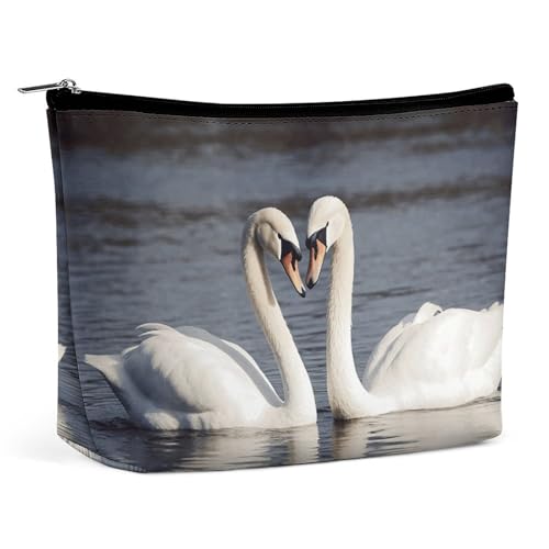 MNBVKL Kosmetiktasche, romantischer weißer Schwan, bedruckte Kosmetiktasche, Geldbörse, Kosmetiktasche, Hand-Kosmetiktasche, romantischer weißer Schwan, Einheitsgröße, Romantischer weißer Schwan, von MNBVKL
