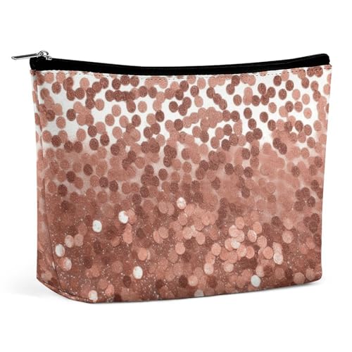 MNBVKL Kosmetiktasche, rotgoldfarbene bedruckte Kosmetiktasche, Geldbörse, Kosmetiktasche, niedliche Kosmetiktasche, Hand-Kosmetiktasche, rotgoldener Glitzer, Einheitsgröße, Roségold Glitzer, von MNBVKL
