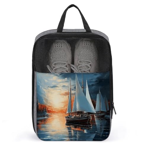 Schuhbeutel, Segellandschaft, bedruckt, Schuhbeutel, Aufbewahrung, hängende Schuhtasche, Badetuch, Aufbewahrungstasche, grau, Einheitsgröße, stilvoll, grau, Einheitsgröße, Stilvoll von MNBVKL