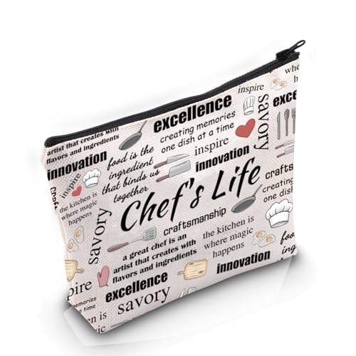 Kochgeschenk für Frauen, kulinarisches Geschenk, Make-up-Tasche mit Reißverschluss für Kochliebhaber, Chef's Life, Medium von MNIGIU