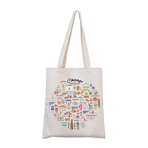 MNIGIU Chicago Tragetasche Chicago Souvenir Geschenk Chicago Reisetasche Chicago State Geschenk Chicago Willkommen Tasche, Chicago Tote von MNIGIU