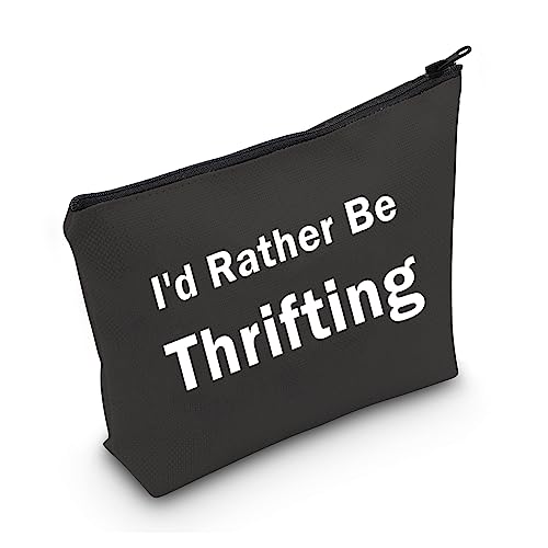 MNIGIU Flohmarkt-Geschenk "I'd Rather Be Thrifting Tasche Thrift Lover" Geschenk Thrifter Geschenk, I'd Rather Be Thrifting, Schwarz, Wasserdichte Multifunktions-Geldbörse mit Reißverschluss von MNIGIU