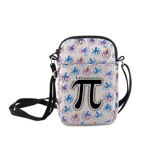 MNIGIU Funny Pi Day Gift 3.14 Octopus Crossbody Bag 3.14 Number Lover Gift Octopus Pattern Small Shoulder Bag Math Merch, 3.14 Octopus von MNIGIU