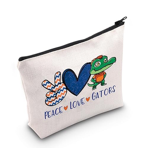 MNIGIU Gators Liebhaber Geschenk Peace Love Gators Make-up Tasche Florida Fußball Fan Geschenk Gators Mädchen Geschenk College Sport Merch, Gators von MNIGIU