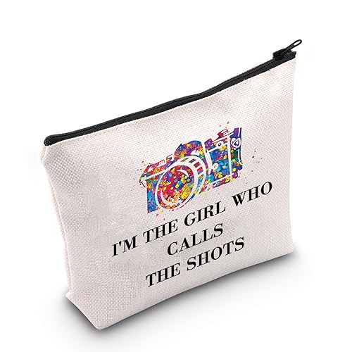 MNIGIU Lustige Kamera-Liebhaber-Geschenk mit der Aufschrift "I'm The Girl Who Calls The Shots", Make-up-Tasche, Fotografen, Abschlussgeschenk, Geschenk zum Captute Life, Schüsse von MNIGIU