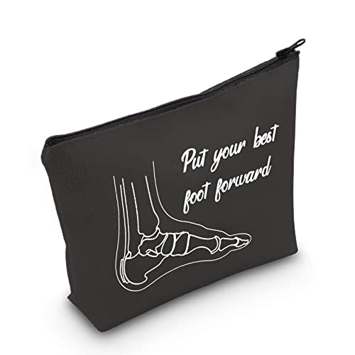 MNIGIU Prohetist Kosmetiktasche Podologie Wertschätzung Geschenk Put Your Best Foot Forward Geschenk für Frauen, Schwarze Tasche mit Fuß nach vorne von MNIGIU