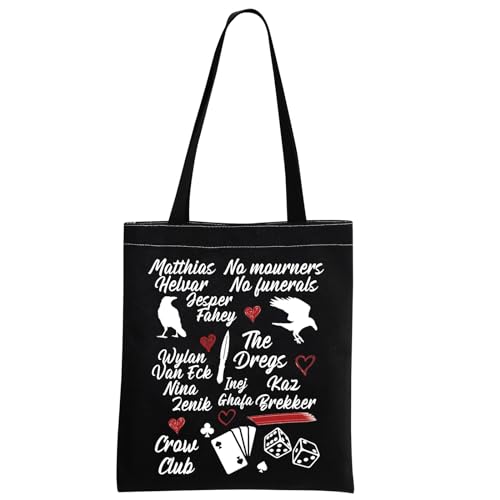 MNIGIU Six of Crows Tote Bag The Crow Club Tote Grishaverse Tote Six of Crows Merch for Bookish, Krähen schwarz von MNIGIU