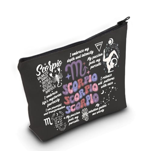 MNIGIU Sternzeichen Kosmetiktasche 12 Horoskop Astrologie Geschenk 12 Sternbilder Geschenk Astrologie Liebhaber Geschenk, SCORPIO Schwarze Tasche, Small von MNIGIU