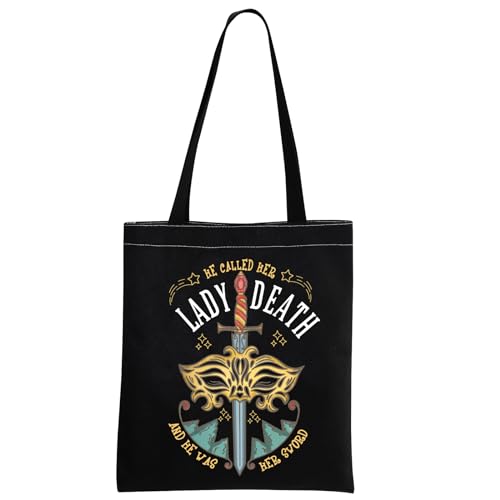 MNIGIU Tragetasche mit Aufschrift "A Court Of Thorns and Roses", Geschenk für Liebhaber von Nesta und Cassian, Geschenk für Damen, SJM Merchandise, Lady Death Tote Bag, Large von MNIGIU