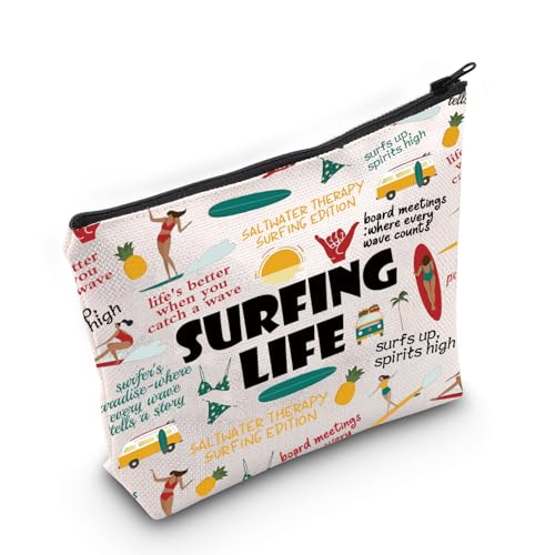 Surfer-Geschenk für Frauen, Surf-Liebhaber, Geschenk, Surf-Leben, Make-up-Tasche mit Reißverschluss für Surfer-Mädchen, Surfing Life, Medium von MNIGIU