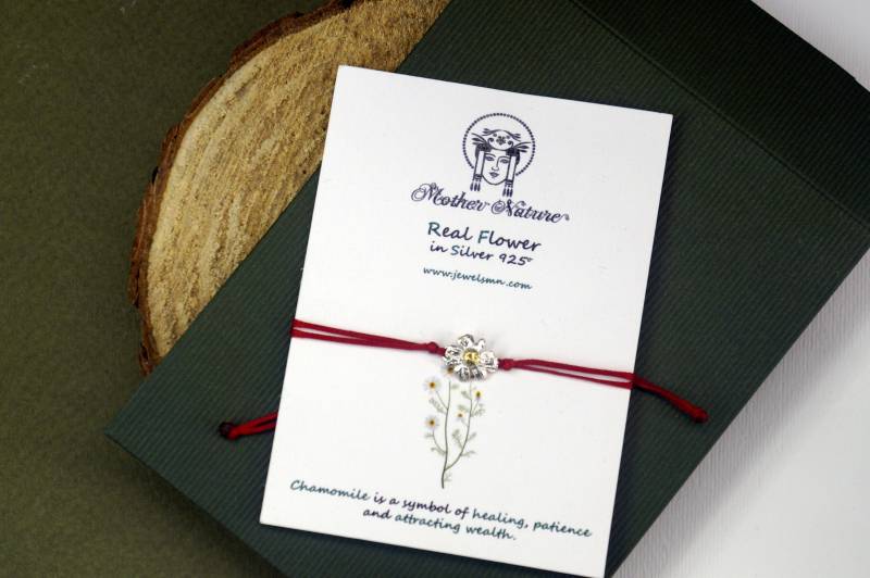 Armband Für Mädchen, Gänseblümchen-Armband, Blumenarmband, Kamille-Armband Auf Sterlingsilber von MNJRealFlowerJewelry