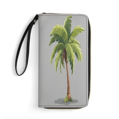 Geldbörse Braun Stamm Baum Bedruckte Leder Geldbörsen Kartenhalter mit Handschlaufe Geeignet für Männer und Frauen Braun Stamm Baum 19,8 x 10,4 x 2,5 cm Modern, Brauner Stammbaum, 7.8 x 4.1 x 1 von MNKTC
