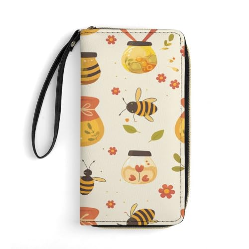 Geldbörse Kleine Blumen Und Blätter Bedruckte Leder Geldbörsen Kartenhalter Mit Handschlaufe Geeignet Für Männer Und Frauen Kleine Blumen Und Blätter, 19,8 x 10,4 x 2,5 cm, Modern, Kleine Blumen und von MNKTC