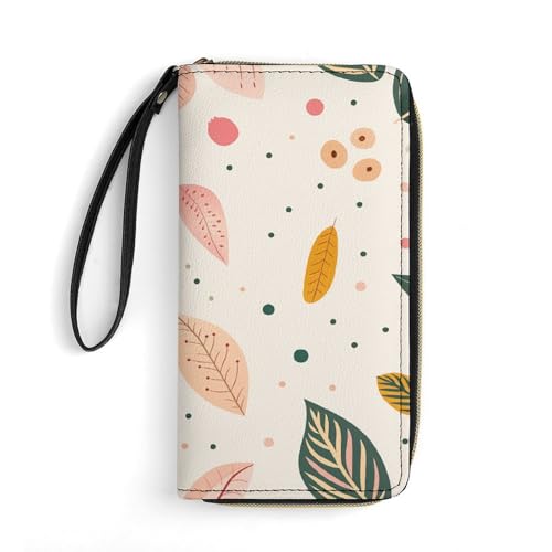Geldbörse Polka Dot Creme Bedruckt Leder Geldbörsen Kartenhalter mit Handschlaufe Geeignet für Männer und Frauen Polka Dot Creme 19,8 x 10,4 x 2,5 cm Modern, Cremefarben mit Punkten, 7.8 x 4.1 x 1 von MNKTC