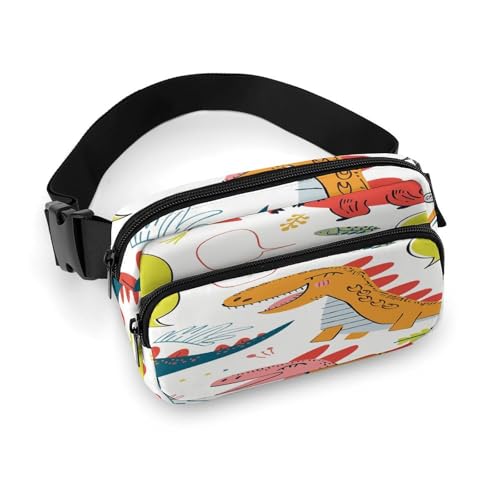 Hüfttasche mit buntem Dinosaurier-Muster, bedruckt, Bauchtasche für Männer und Frauen, Workout, Reisen, Freizeit, Laufen, Wandern, Radfahren, Hüfttasche mit verstellbarem Riemen für Outdoor, bunter Hüfttasche mit buntem Dinosaurier-Muster, bedruckt, Bauchtasche für Männer und Frauen, Workout, Reisen, Freizeit, Laufen, Wandern, Radfahren, Hüfttasche mit verstellbarem Riemen für Outdoor, bunter von MNKTC