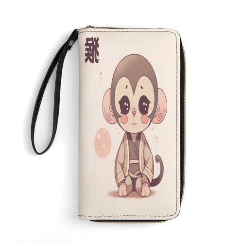 Wallet Anime Style Monkey Printed Leather Wallets Card Holder With Wrist Strap Suitable for Both Men And Women, Anime Style Monkey, 19.8 cmx10.4 cmx2.5 cm, Modern, Affe im Anime-Stil, 7.8 x 4.1 x 1 von MNKTC