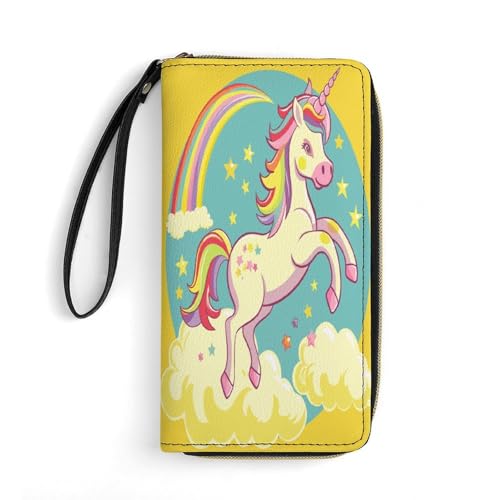 Wallet Cartoon Magic Horse Image Printed Leather Wallets Card Holder With Wrist Strap Suitable for Both Men And Women, Cartoon Magic Horse Image, 19.8 x 10.4 x 2.5 cm, Modern, Cartoon-Motiv "Magisches von MNKTC