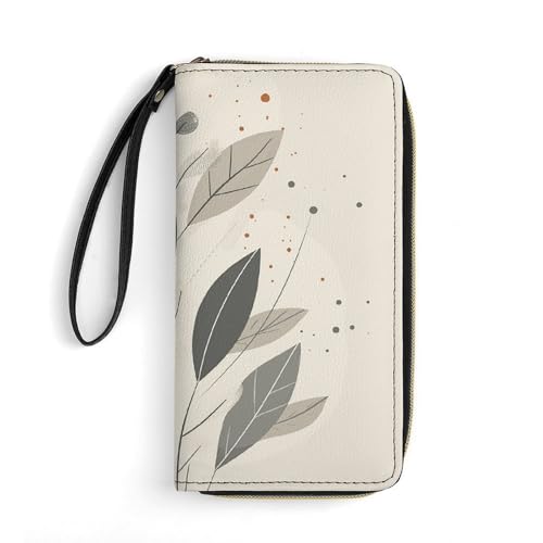 Wallet Leaves And Berries Printed Leather Wallets Card Holder With Wrist Strap Suitable for Both Men And Women, Leaves And Berries, 19.8 x 10.4 x 2.5 cm, Modern, Blätter und Beeren, 7.8 x 4.1 x 1 von MNKTC