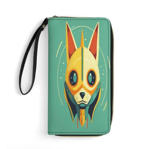 Wallet Simplified Dog Portrait Printed Leather Wallets Card Holder With Wrist Strap Suitable for Both Men And Women, Simplified Dog Portrait, 19.8 x 10.4 x 2.5 cm, Modern, Vereinfachtes Hundeporträt, von MNKTC