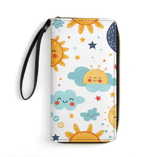 Wallet Smiling Faces And Clouds Printed Leather Wallets Card Holder With Wrist Strap Suitable for Both Men And Women, Smiling Faces And Clouds, 19.8 x 10.4 x 2.5 cm, Modern, Lächelnde Gesichter und Wallet Smiling Faces And Clouds Printed Leather Wallets Card Holder With Wrist Strap Suitable for Both Men And Women, Smiling Faces And Clouds, 19.8 x 10.4 x 2.5 cm, Modern, Lächelnde Gesichter und von MNKTC