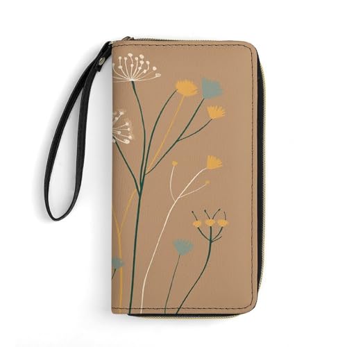 Wallet Soft Line Blumen bedruckte Ledergeldbörsen Kartenhalter mit Handschlaufe geeignet für Männer und Frauen Soft Line Blumen, 19,8 x 10,4 x 2,5 cm, modern, Soft Line Blumen, 7.8 x 4.1 x 1 inches, von MNKTC