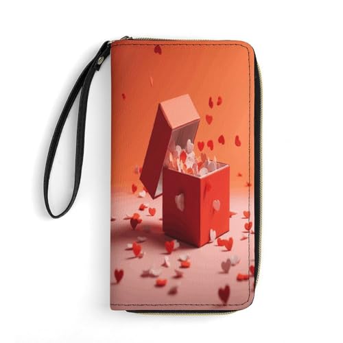 Wallet Wrapped Gift Box Printed Leather Wallets Card Holder With Wrist Strap Suitable for Both Men And Women, Wrapped Gift Box, 19.8 x 10.4 x 2.5 cm, Modern, In Geschenkverpackung, 7.8 x 4.1 x 1 von MNKTC