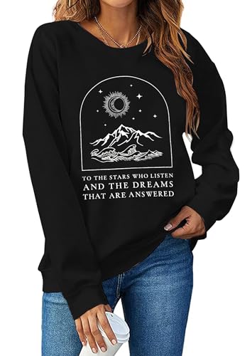 MNLYBABY Acotar Velaris Sweatshirt Frauen Vintage Mond Grafik Shirts Acotar Shirt City of Starlight Pullover Tops, Schwarz, S von MNLYBABY