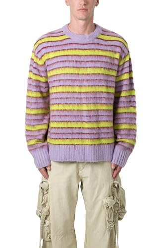 mnml Herren Men's Striped Mohair Sweater Pullover, Violett, L von MNML