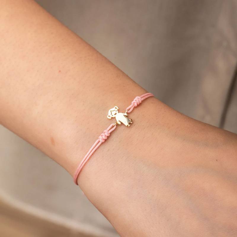 14K 18K Massivgold Mutter Armband, Junge Mädchen Charm String Personalisiertes Kidsred Namensarmband, Babypartygeschenk, Makramee Armband von MNMLChicStyl