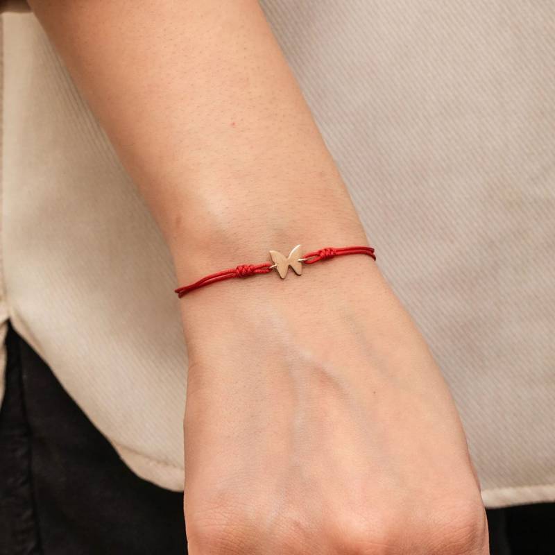 Schmetterling String Armband Aus 14K 18K Echtgold, Zierliches Armband, Makramee Für Kinder, Wasserdichtes Geschenk Mädchen von MNMLChicStyl