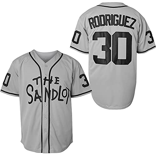 The Sandlot Benny Jersey The Jet Rodriguez Michael Squints Palledorous Alan Yeah-Yeah McClennan Film Baseball Trikot, 30 Rodriguez grau, Klein von MNMN